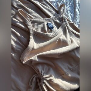 GAP, Women’s Large, Sandy Beige Dress, Tie At The Sides, Maxi-Midi Length